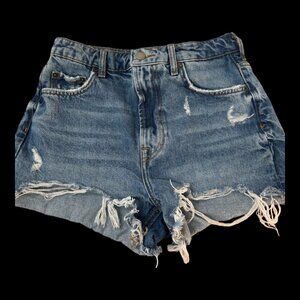 Zara High Rise Ripped TRF Denim Short - Sz 4